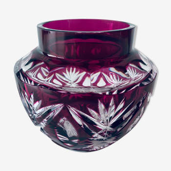 Vase ancien en cristal prune