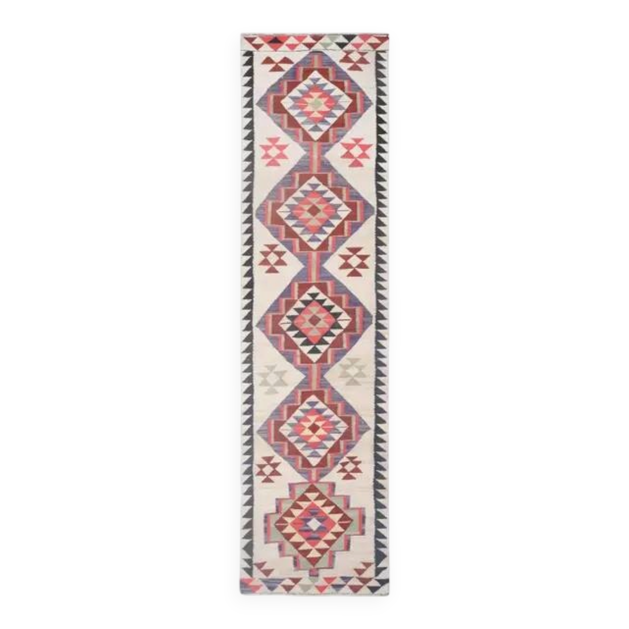 1970s Turkish Oushak Handmade Wool Cotton Beige Runner Rug 89x344