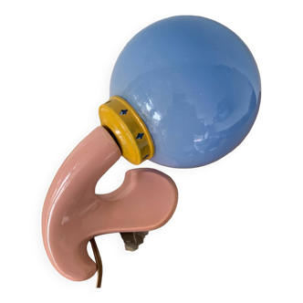 Fun Pop Lamp Ceramic Pink Marble And Blue Colored Glass