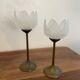 Duo brass and glass candle holders