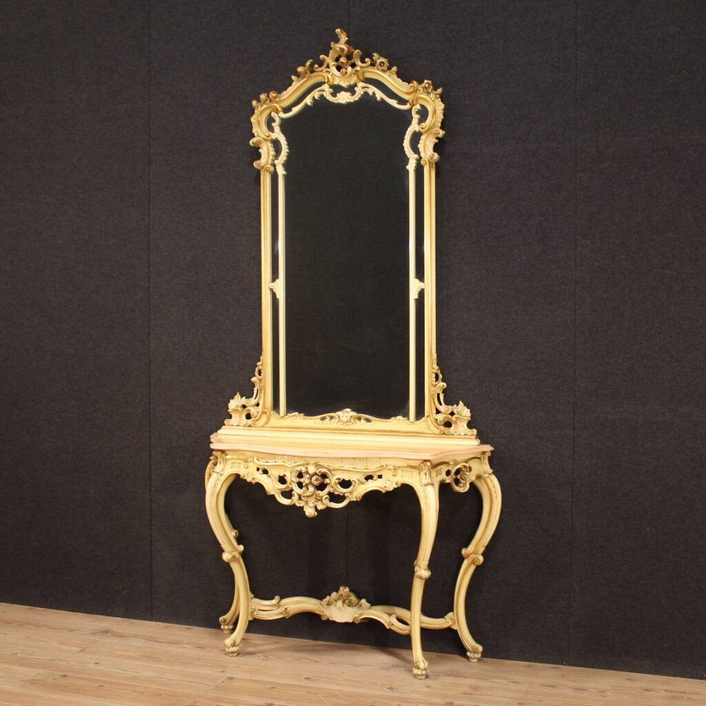 Great Italian console with mirror in Louis XV style