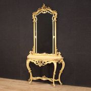 Superbe console italienne avec miroir dans le style Louis XV.