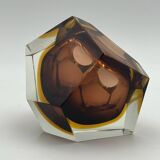 Murano Sommerso- Handmade Glass Vase in Hazelnut Brown and Gold, 1960s