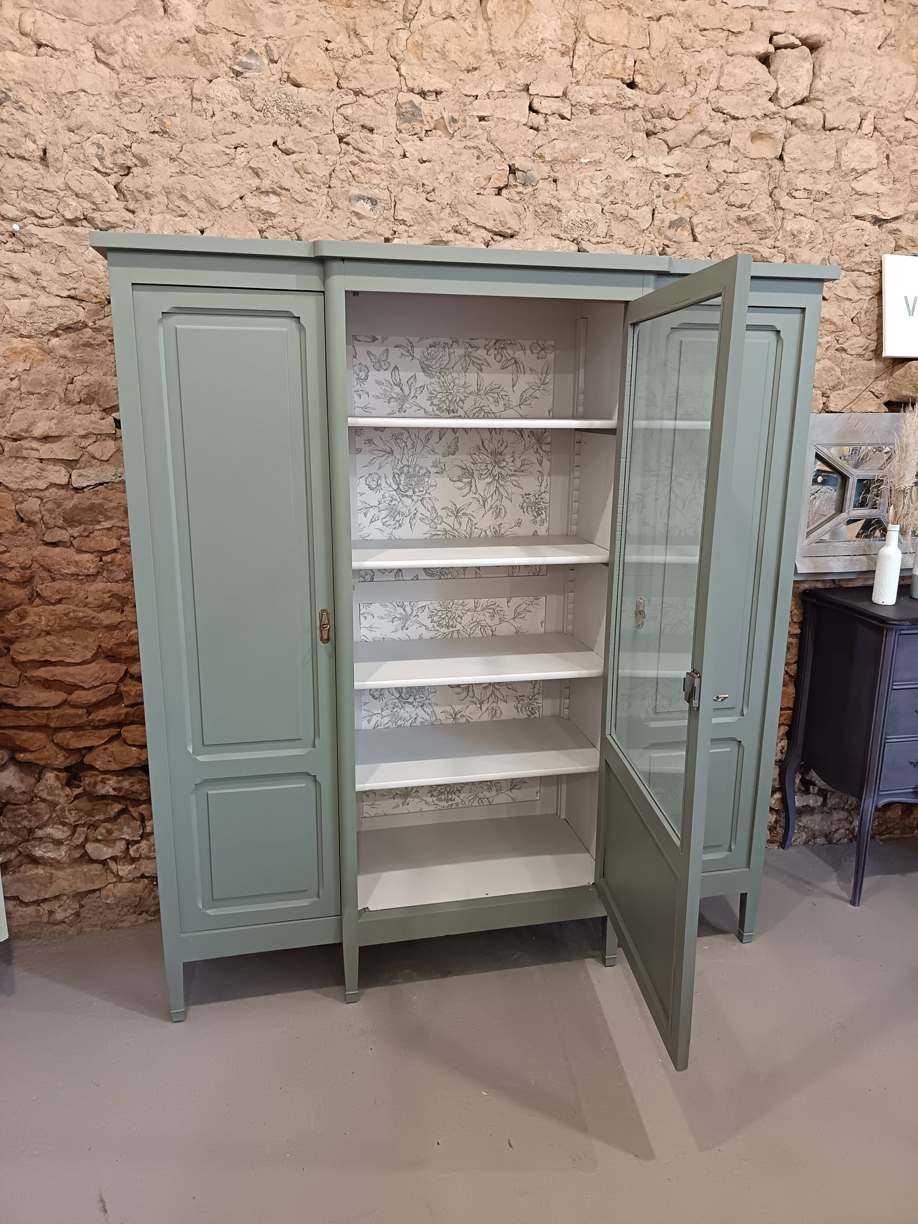Bronze green display cabinet bookshelf