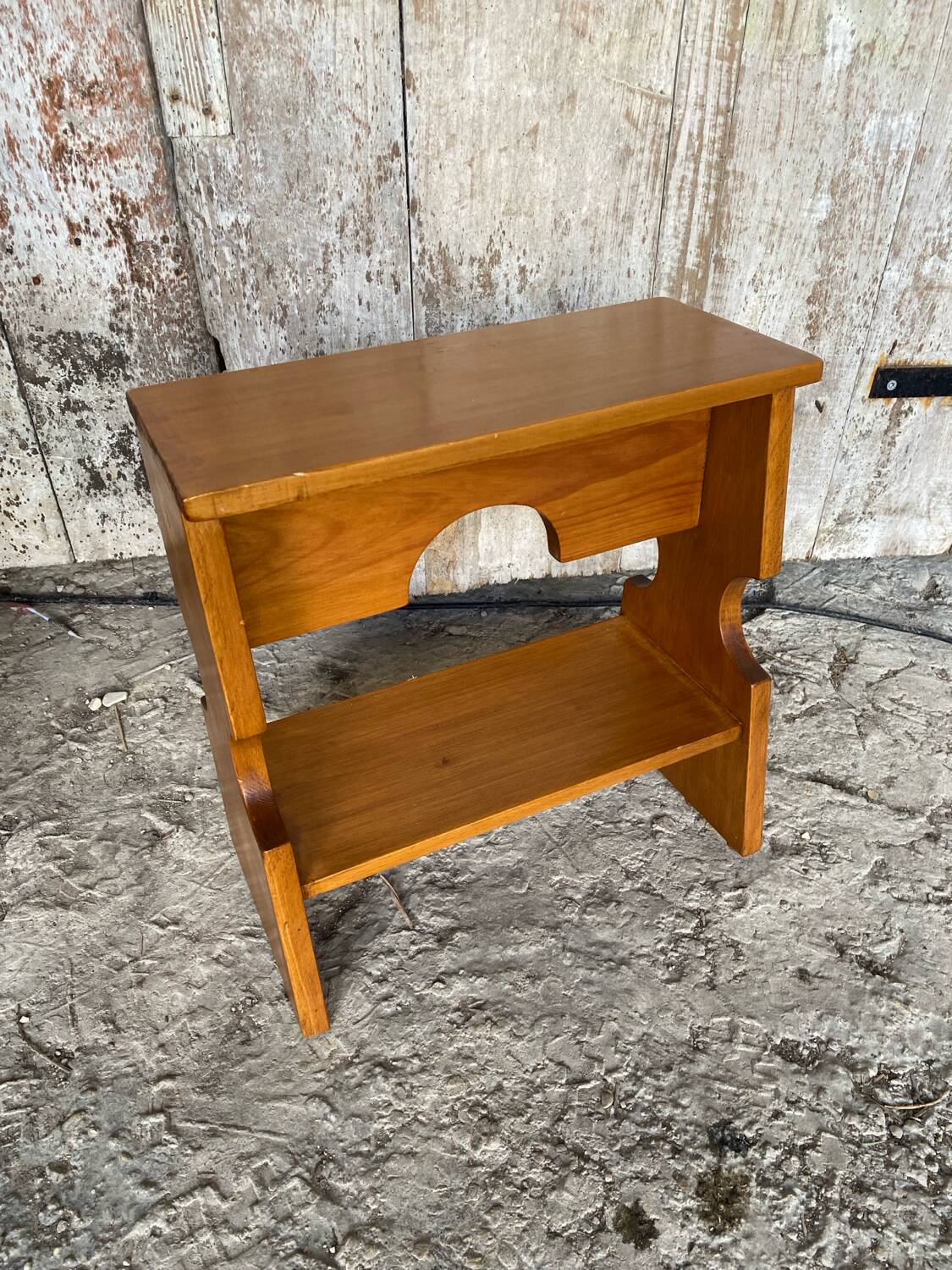 Accent Furniture Stool Wood Brutalist Vintage #D623