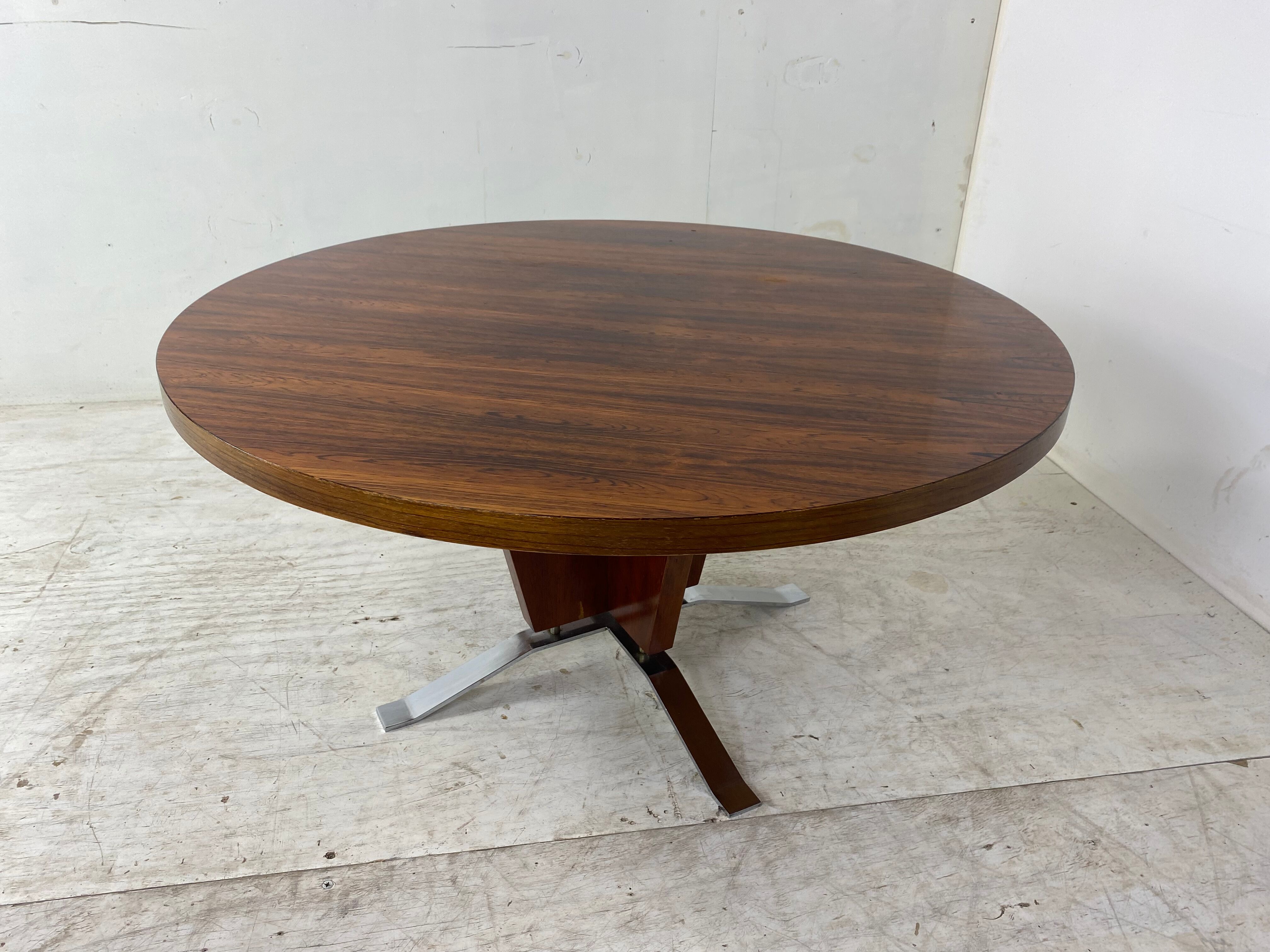 Table basse art déco moderniste en palissandre et acier chromé, années 1930