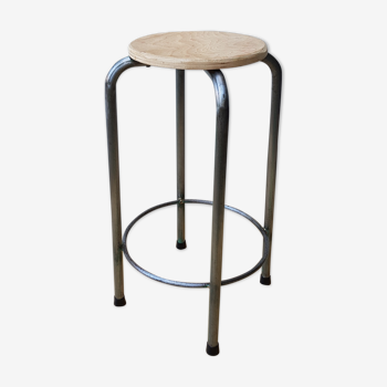 Tabouret haut métal et bois