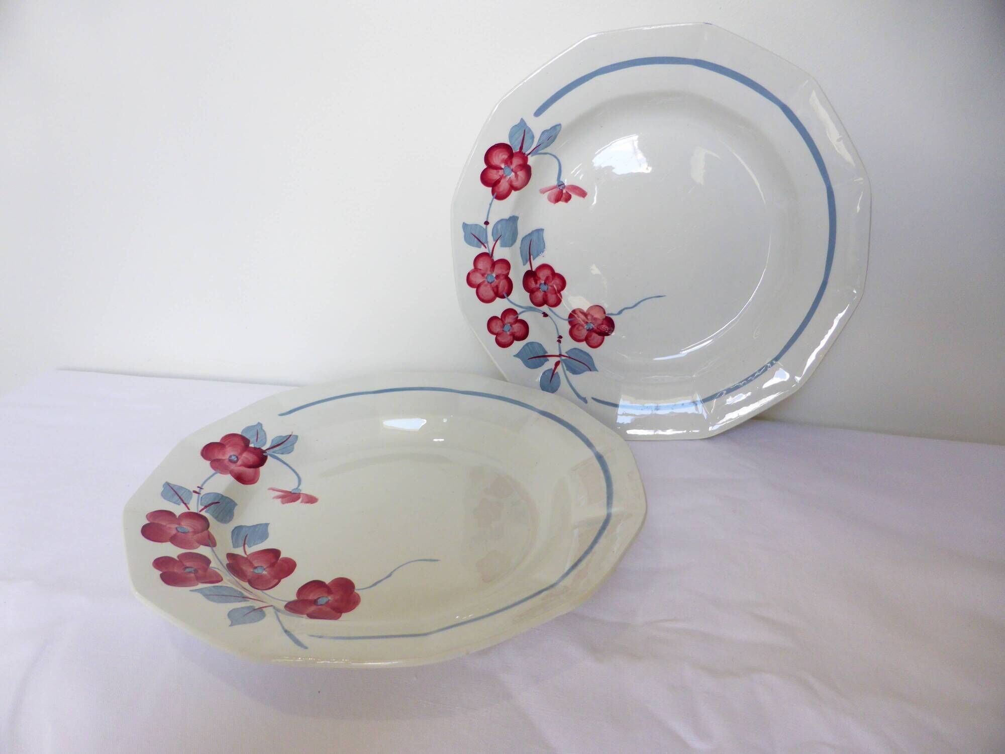 2 assiettes creuses Céranord St Amand modèle Le Printemps (220634)