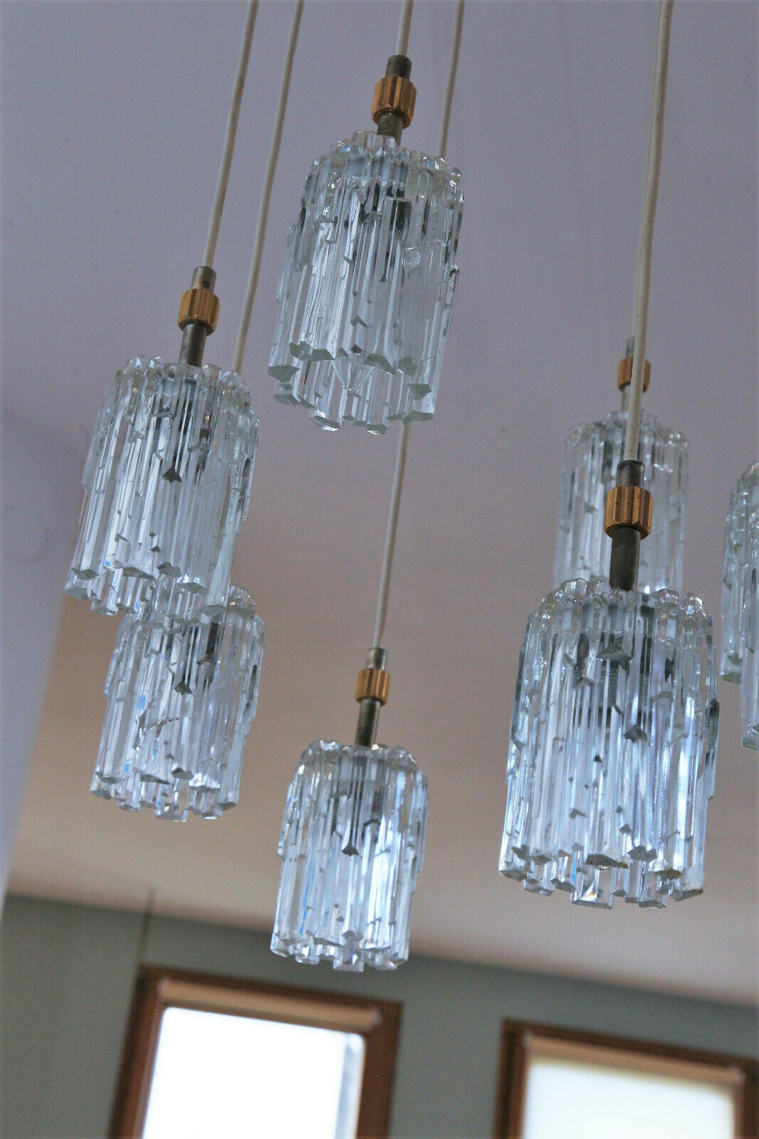 Modernist Crystal hanging 7 Fires, Germany 60s