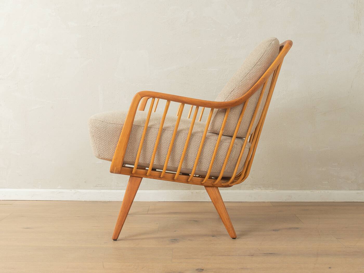 1950s armchair by Wilhelm Knoll, cherry wood, beige upholstery