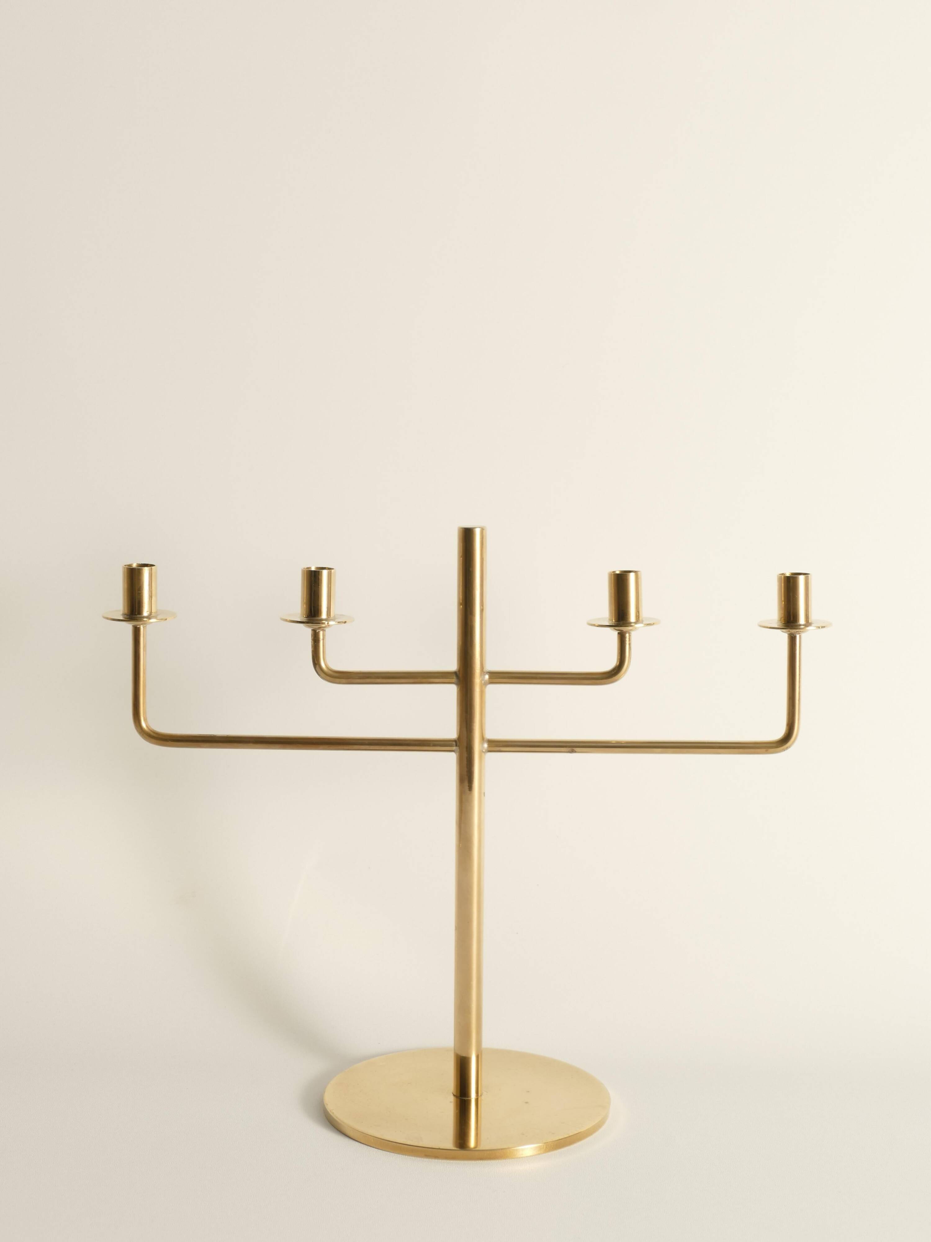 Scandinavian Modern Brass Candelabra by Hans-Agne Jakobsson, Markaryd, 1960s