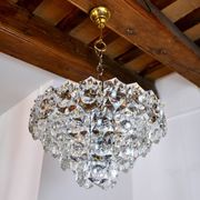 Kinkeldey golden chandelier, cut glass, 4 levels, Germany, 1970
