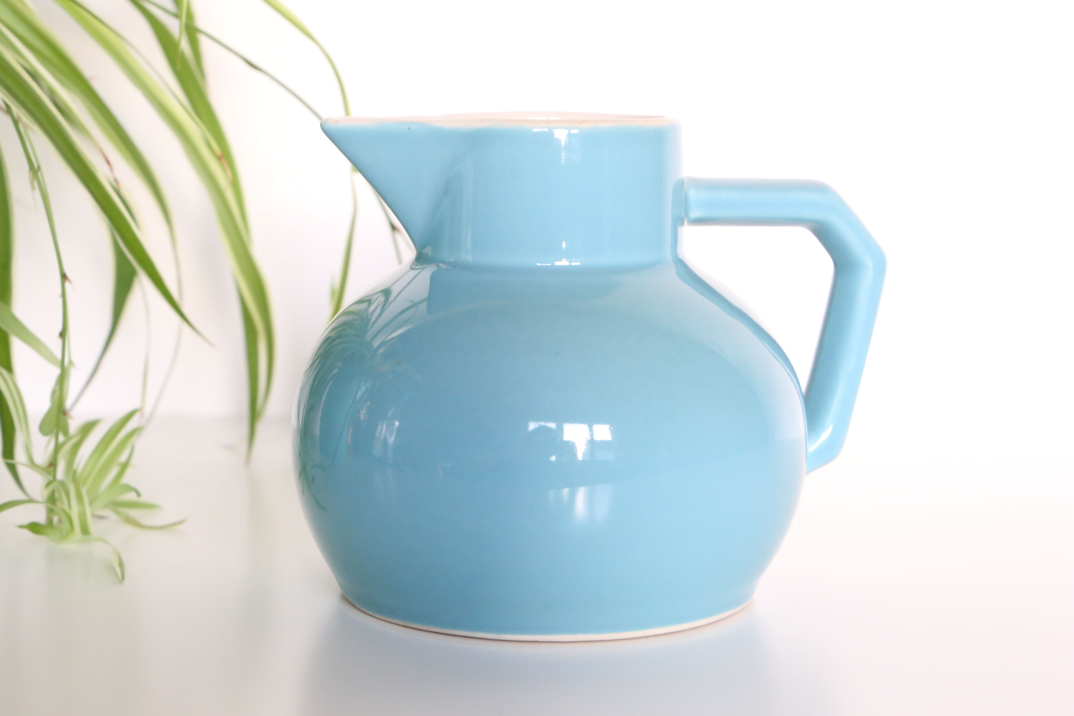 Blue water pitcher, plain, 1960s
