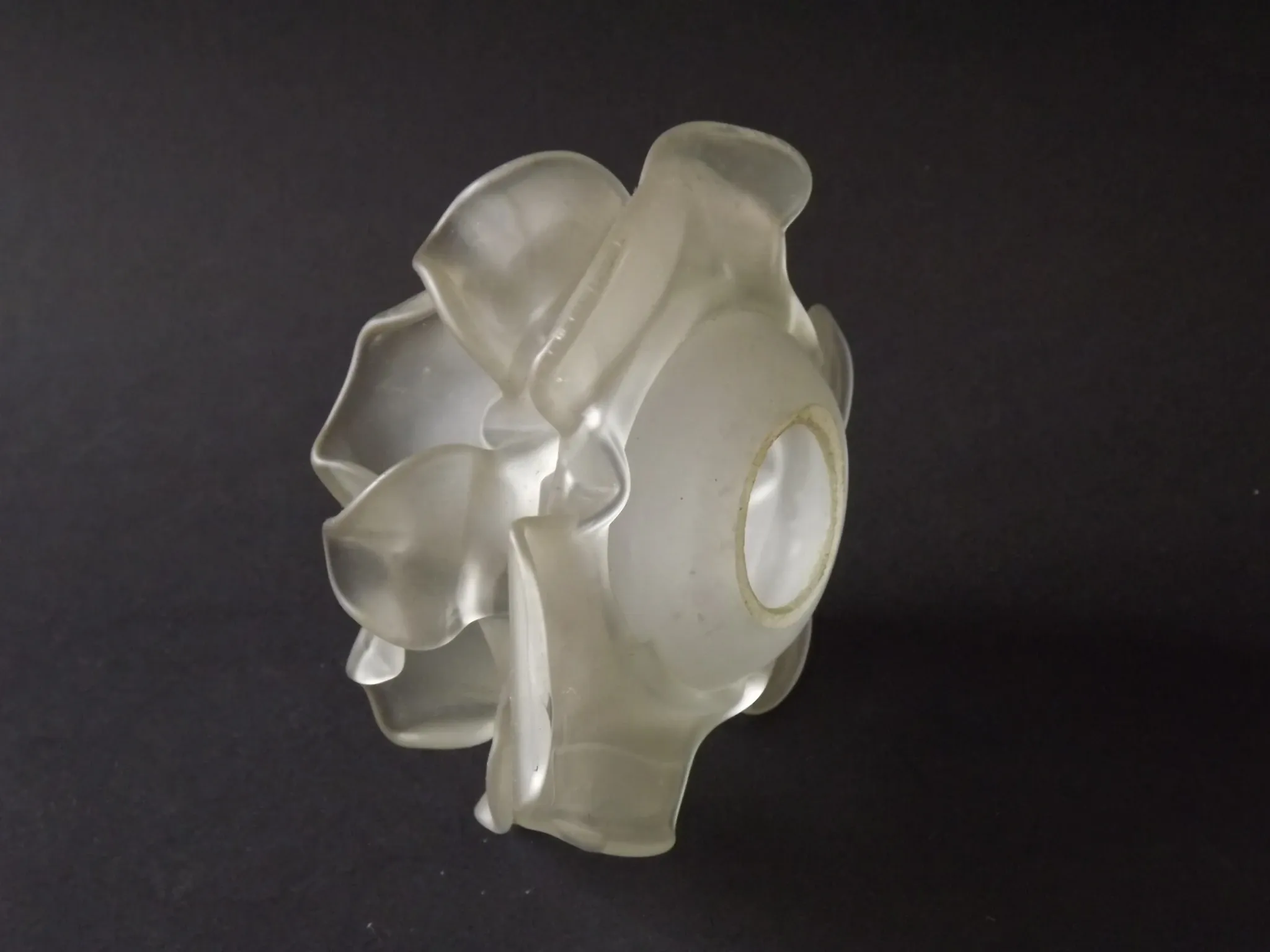 Vintage French Art Deco Frosted Satin Glass Rose Petal Flower Lamp Shade