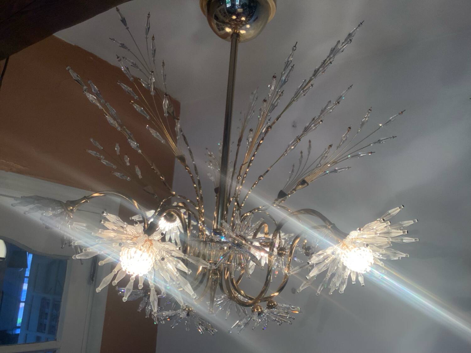 Profili studio chandelier gold plated and Swarovski crystal