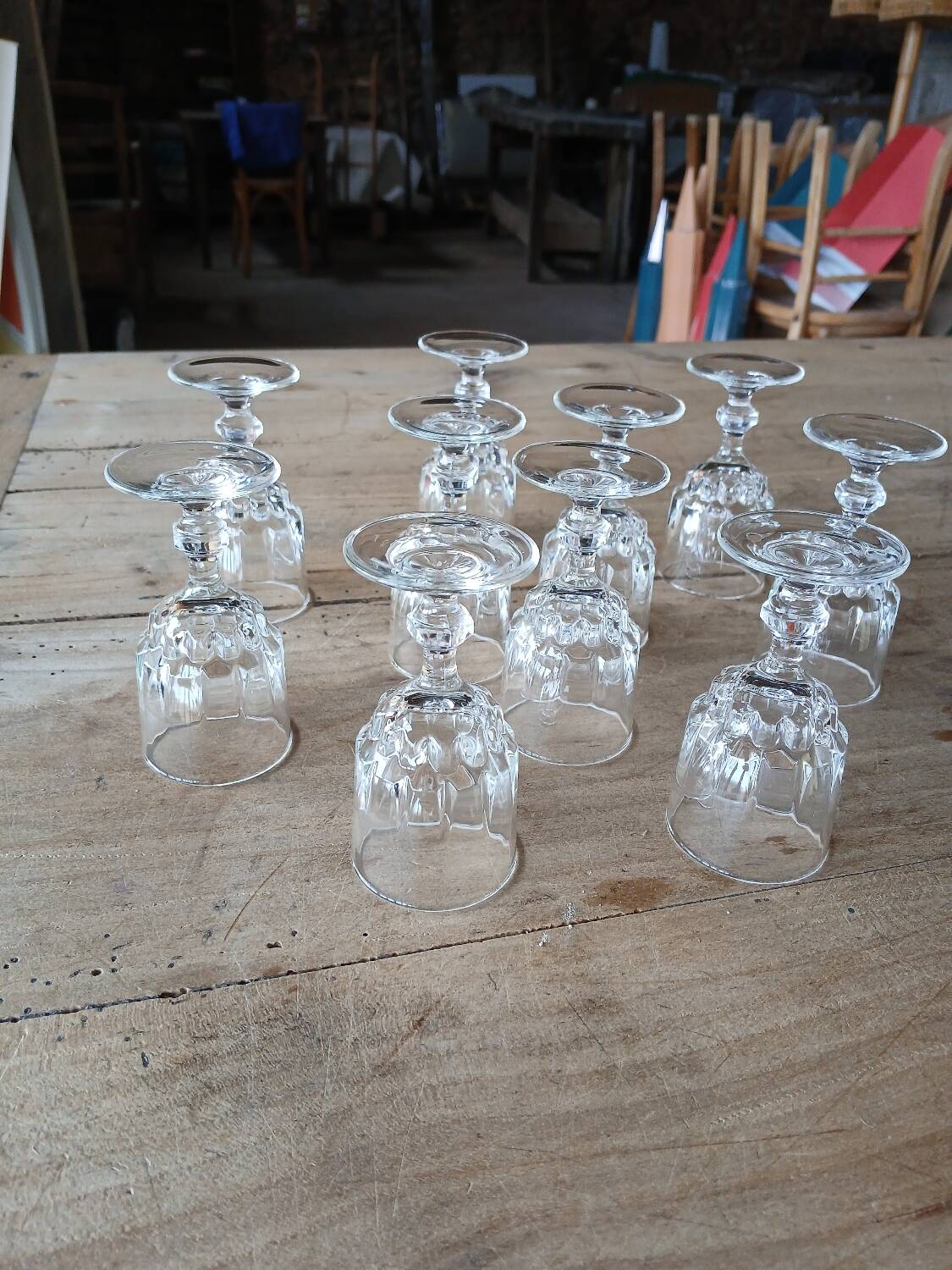 10 antique liqueur glasses