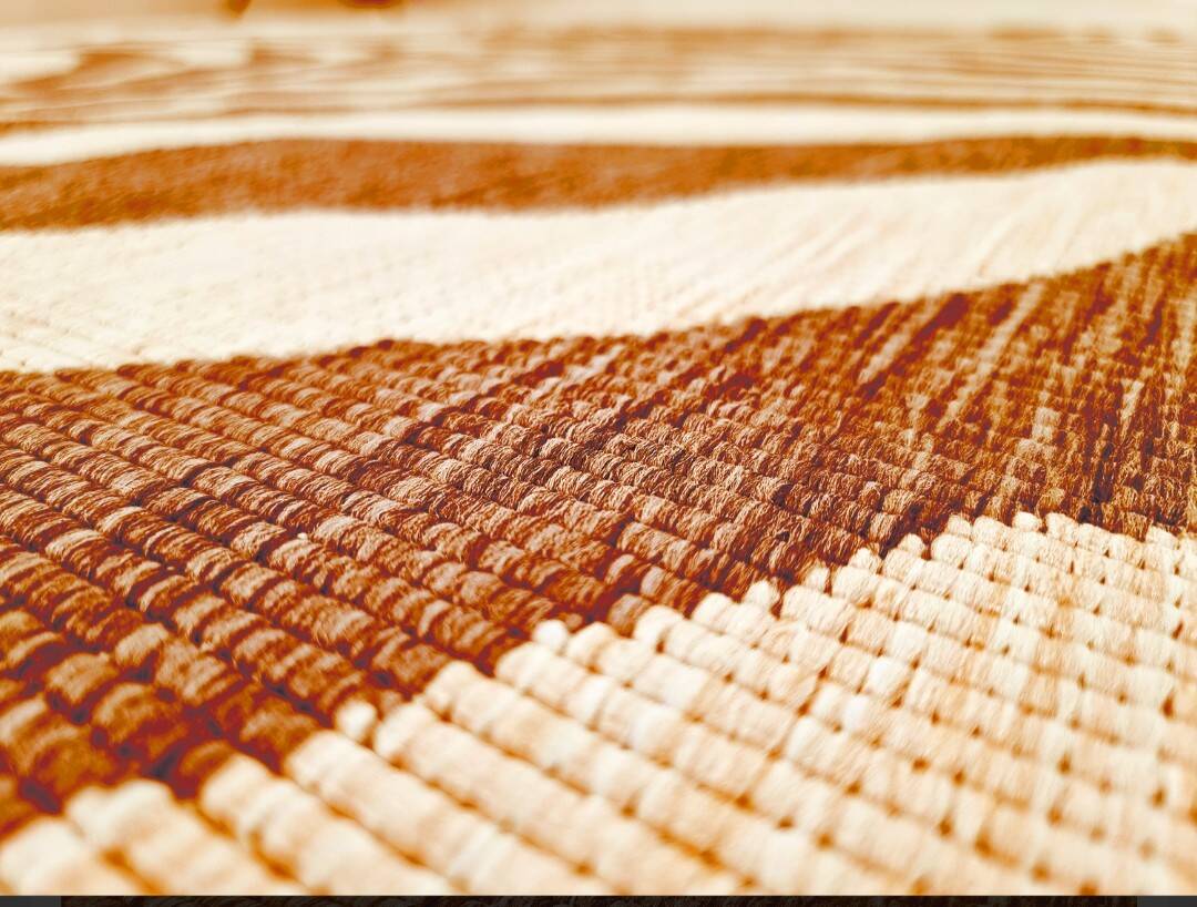 Tapis vintage orange blanc zébré style ethnique