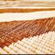Vintage orange and white zebra rug in ethnic style.