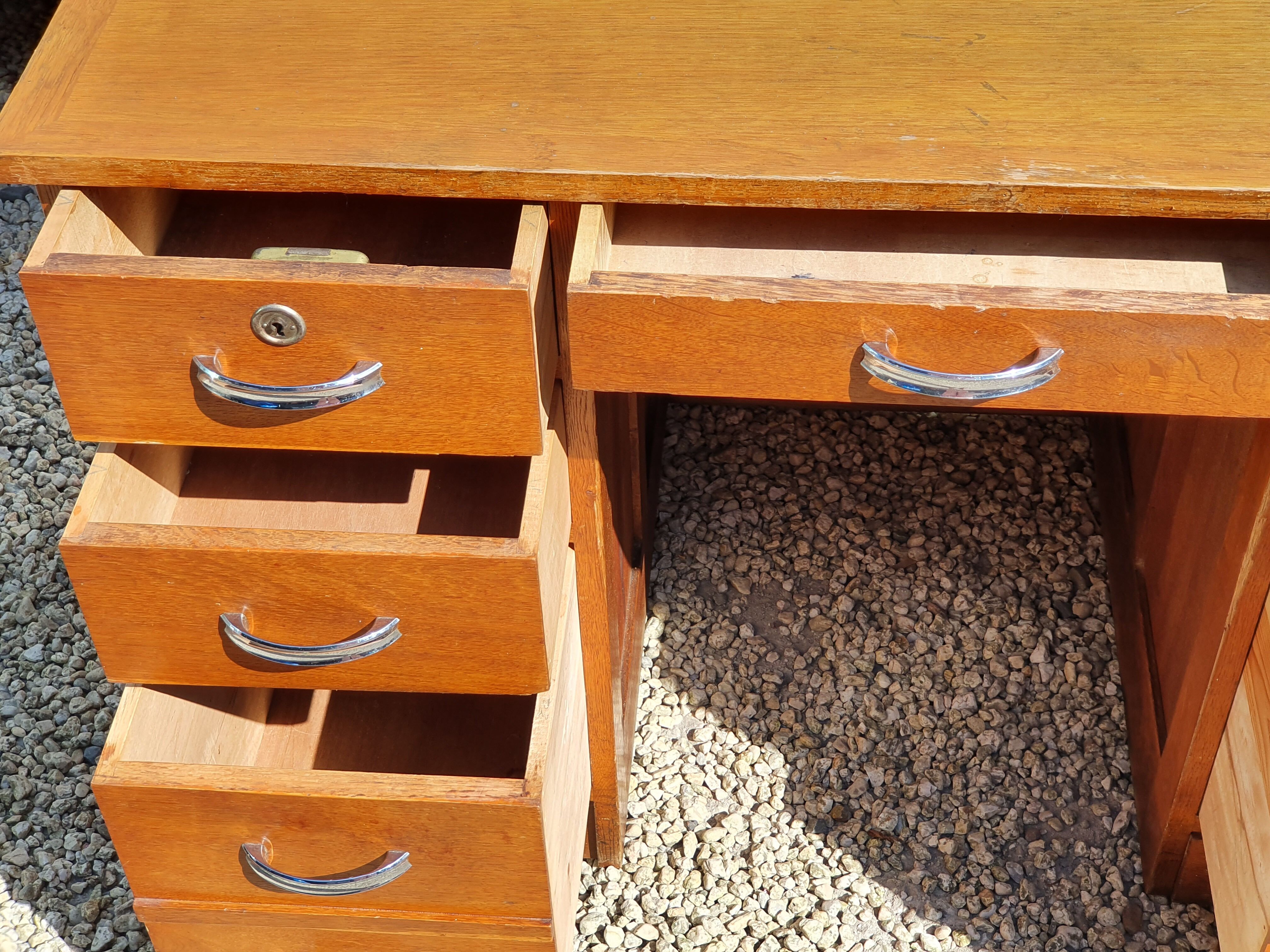 Vintage desk with double oak boxes
