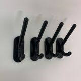Set of 4 con & con Italian black wall coat / towel hangers , 1970’s