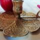 Pair of finely chiseled gilded bronze cellar rat with floral decoration, 19th