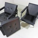 Hein Salomonson black leather lounge chairs 1968