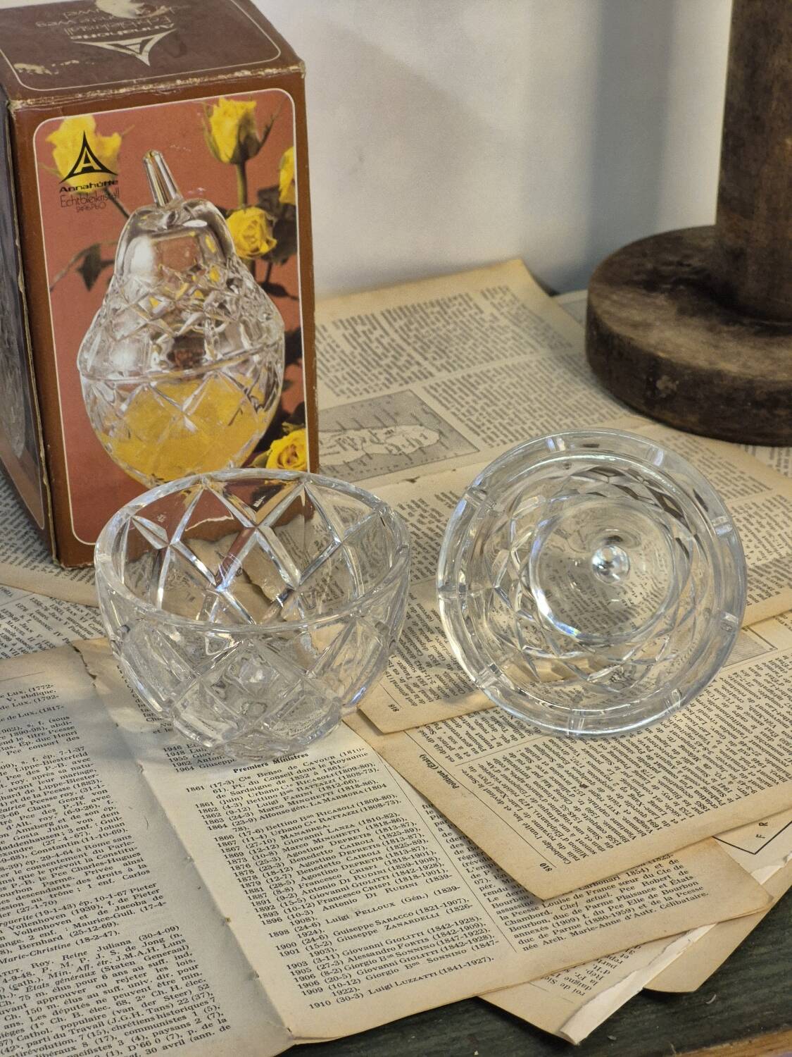 Crystal pear candy bowl