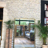 Mirror period early 19th structure in golden metal, mercury ice pricked 145/106cm