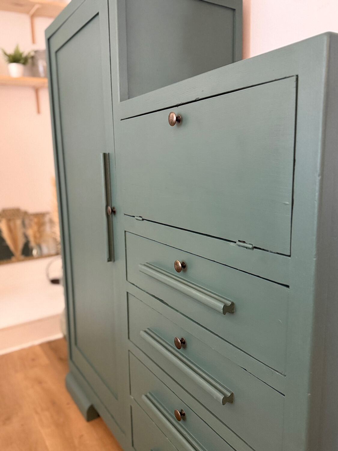 Art Deco Secretary Cabinet in solid wood