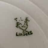 Vintage oval dish in white Limoge porcelain signed TLB flowers