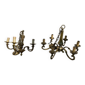 2 Lustres laiton Louis - ampoules