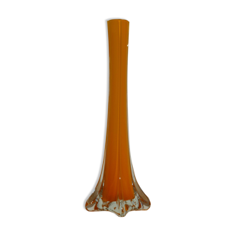 Vintage 70s orange glass soliflore vase