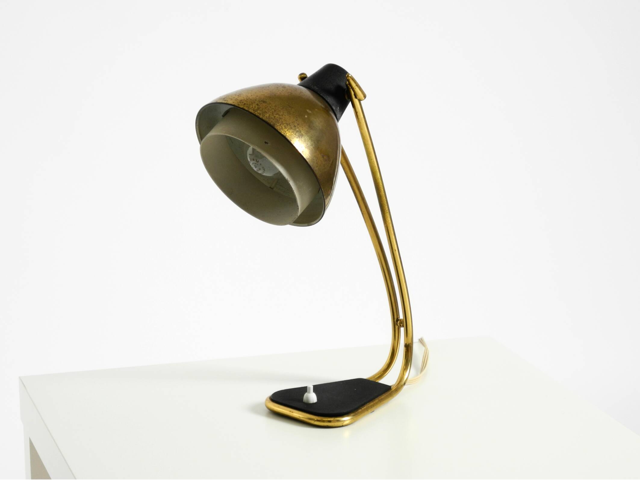 Rare large Mid Century Modern brass table lamp with beautiful patina