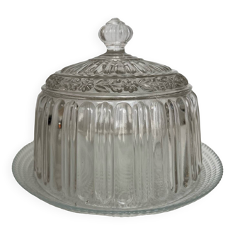 Cloche en verre vintage et son plateau