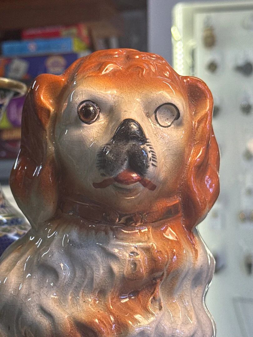 Set of 2 Dog Statues – Staffordshire – Ornament – Vintage Pair