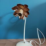 Bedside lamp patinated metal flower lotus copper