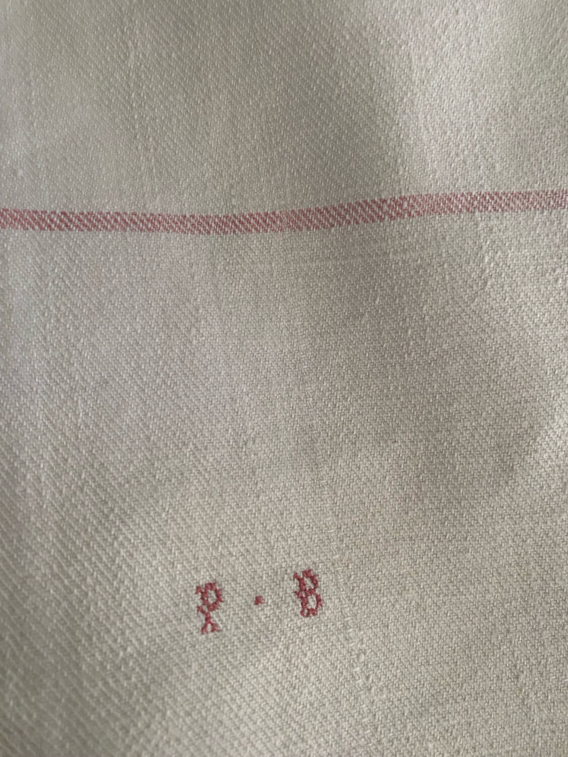 Nappe de vigneron en chanvre et coton monogramme PB.