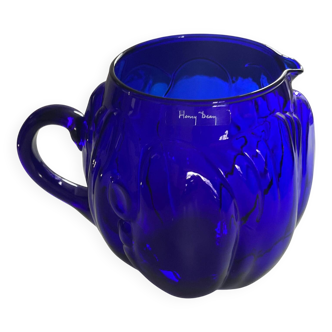 Vintage Henry Dean Cobalt Blue Glass Pitcher