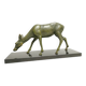 élégante Statue Art Déco Biche Régule patine verte