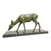 elegant Art Deco Statue Doe Regulates green patina
