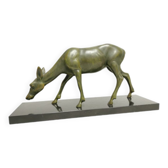 elegant Art Deco Statue Doe Regulates green patina