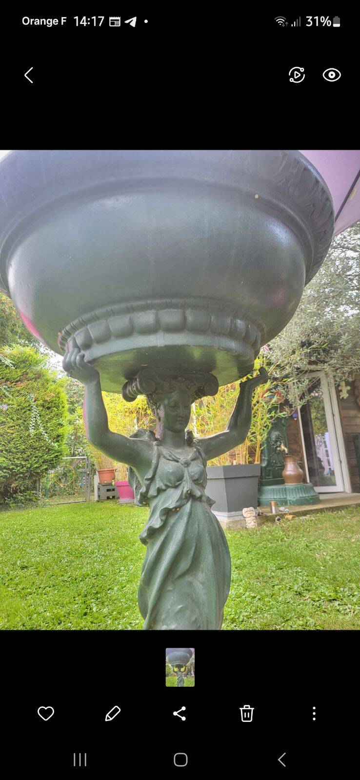 Cast iron caryatid fountain