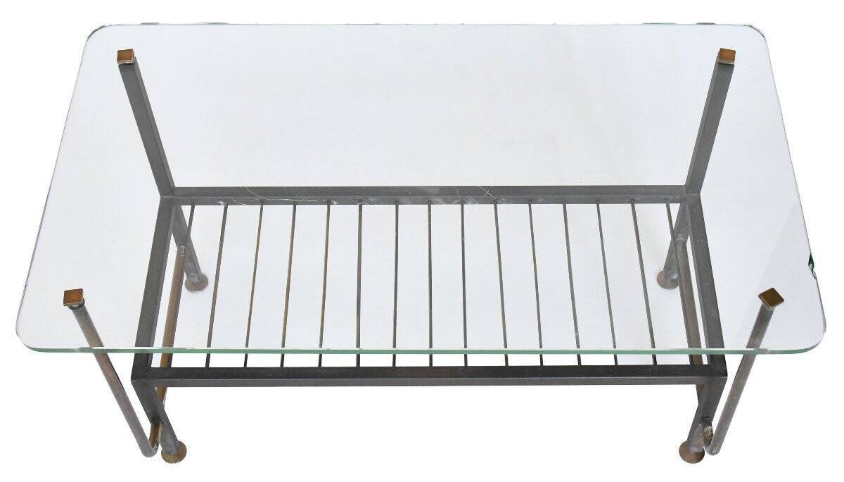 Metal coffee table with glass top