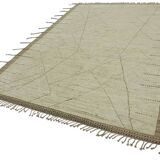 Handwoven Turkish Rustic 206 cm x 295 cm Beige Wool Carpet