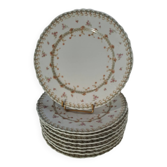9 assiettes plates en porcelaine Haviland et Co tampon Bourgeois Paris