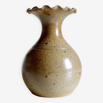 Vase en grès à collerette vintage