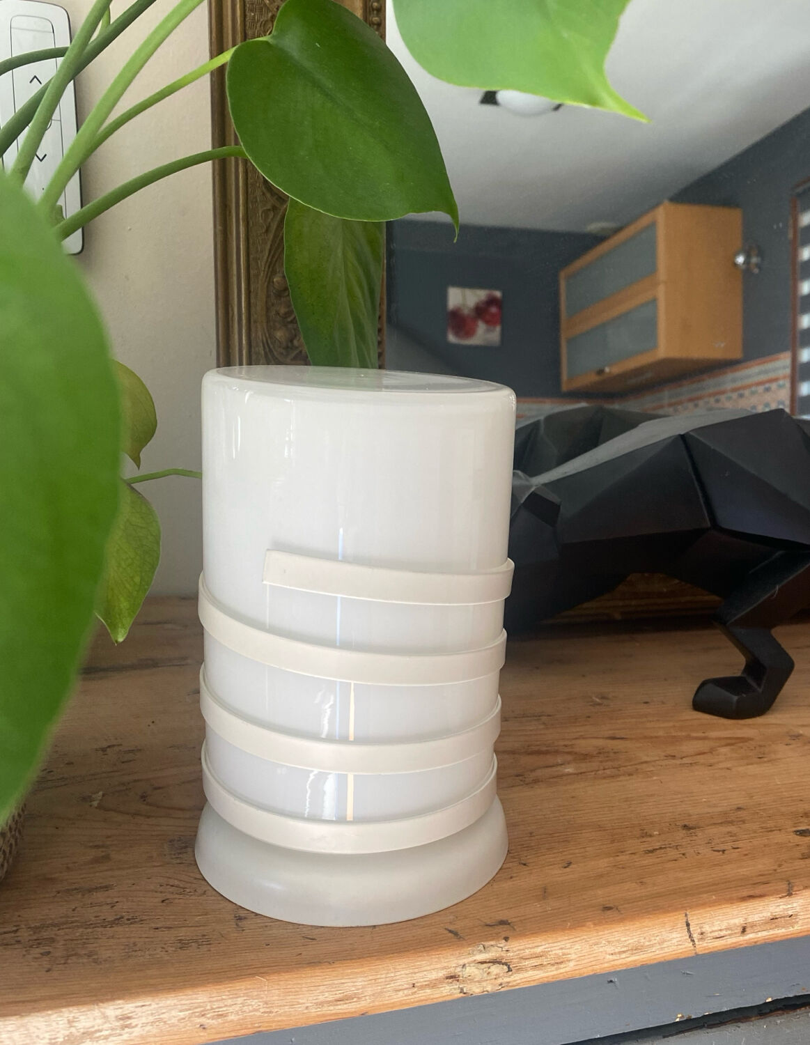 Vintage glass and metal lamp