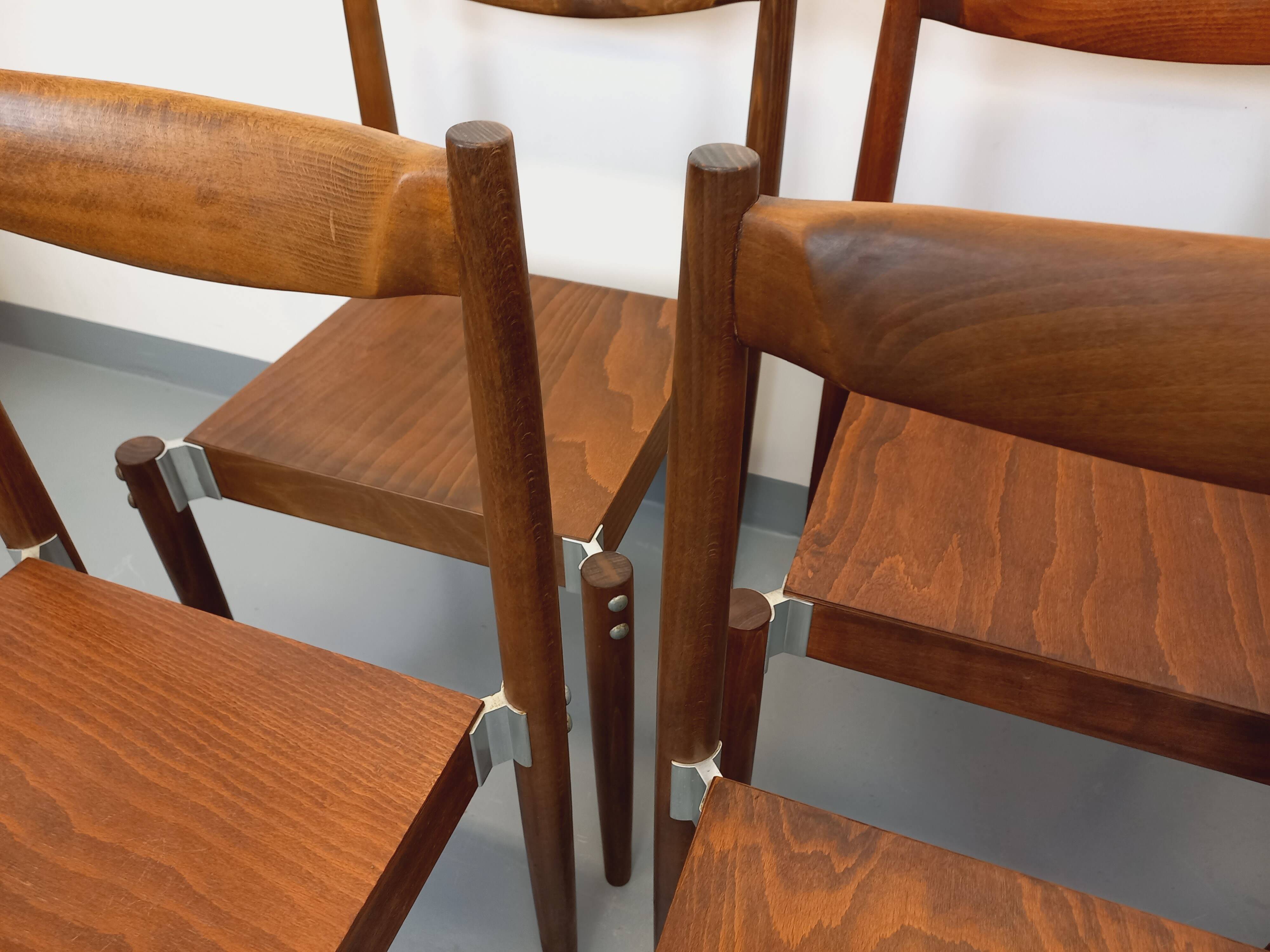Set of 8 stackable chairs from the Czech manufacturer Bukoza