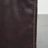 2.5-seater Chesterfield sofa in dark red flamed cowhide leather