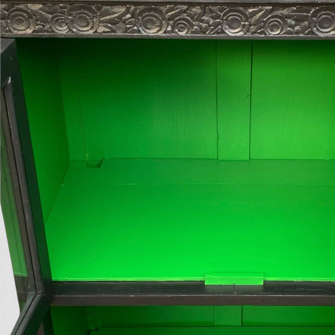 Parisian buffet with black glass front, Art Deco style, 1930